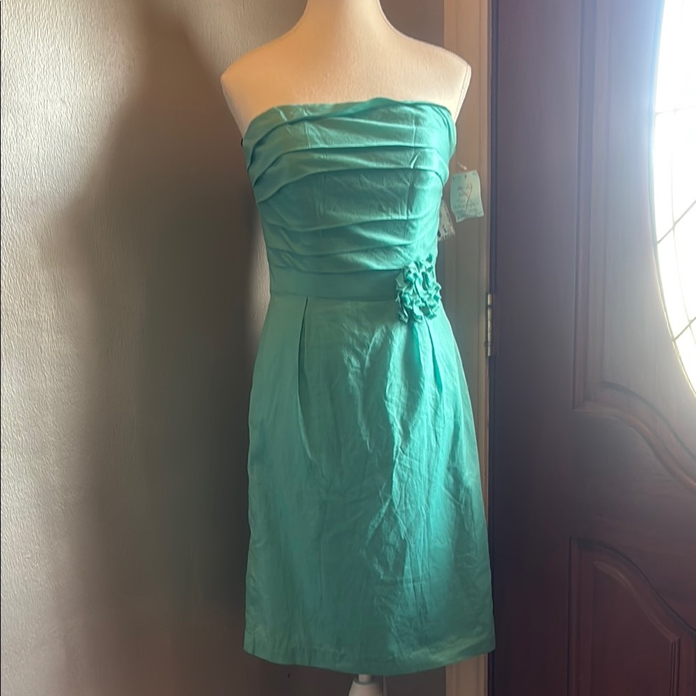 Elegant Strapless Pantone Turquoise Dress